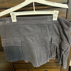 Gray Corduroy Mini Skirt